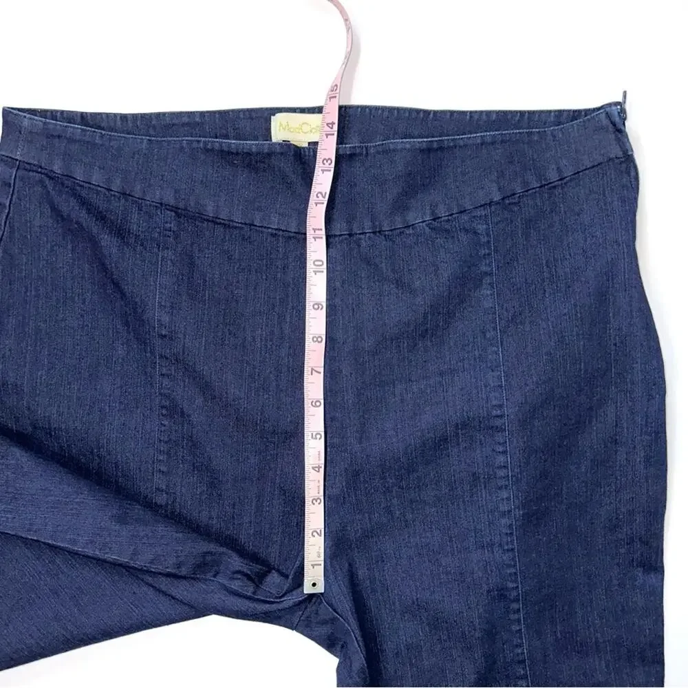 ModCloth Dark Wash Denim Center Seam Cropped Retro Pull On Capris Size 1X